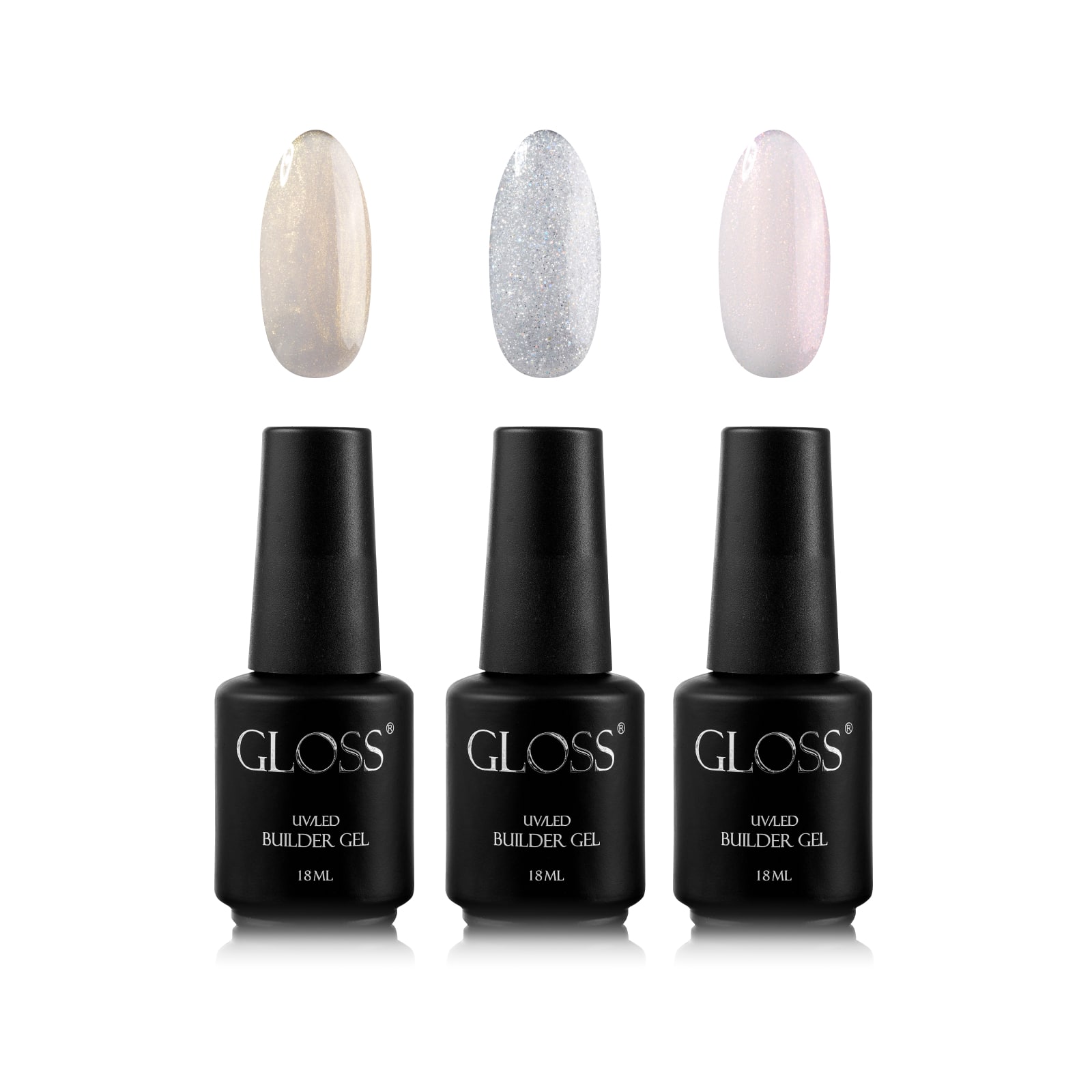 GLOSS Builder gel set "Brilliant", 3 pcs (18 ml with brush)